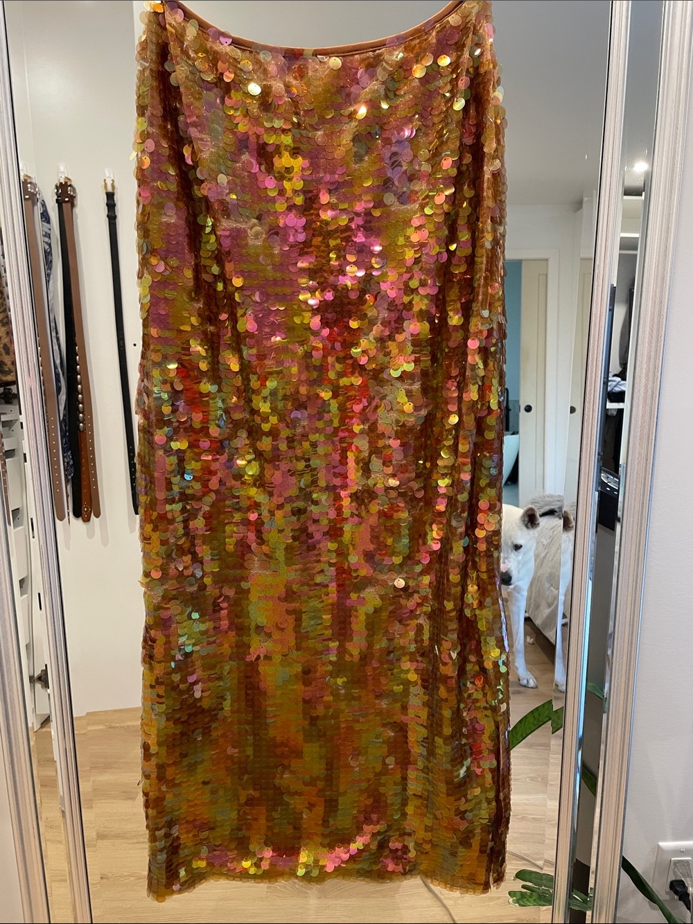 Anthropologie Iridescent Copper Sequin Maxi Skirt - Picture 5 of 5